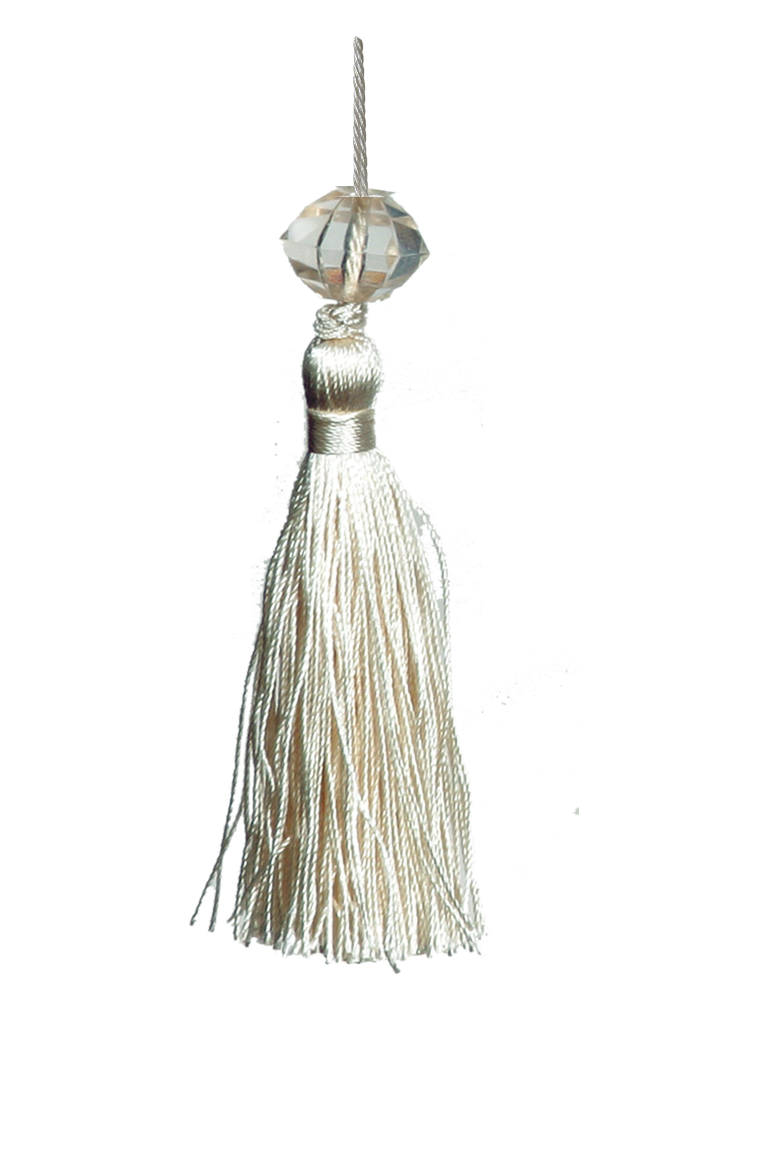 Small Tassel with bead - Cream 6.5cm Pack of 5