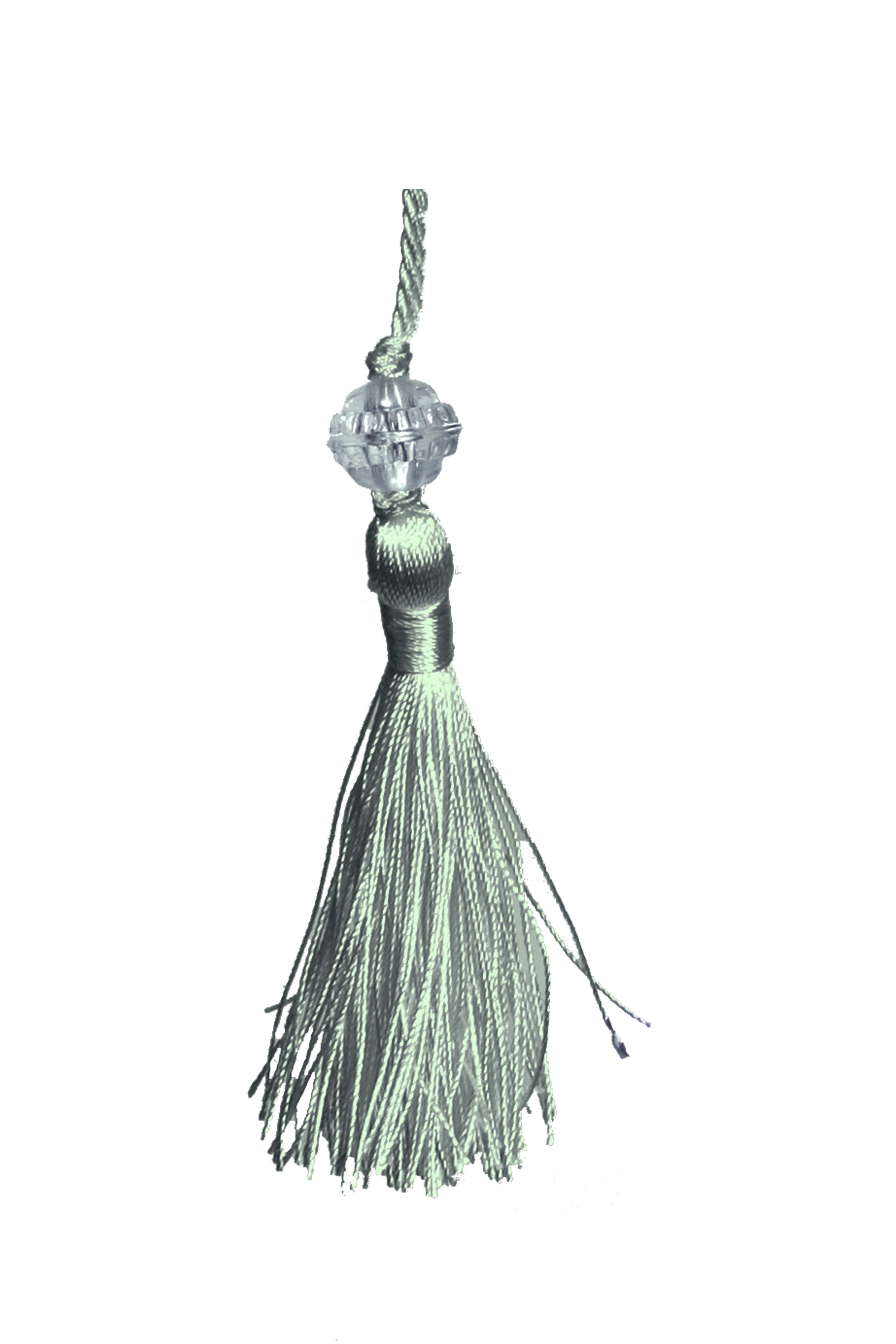 Small Tassel with Bead - Silver Blue 6.5cm Pack of 5