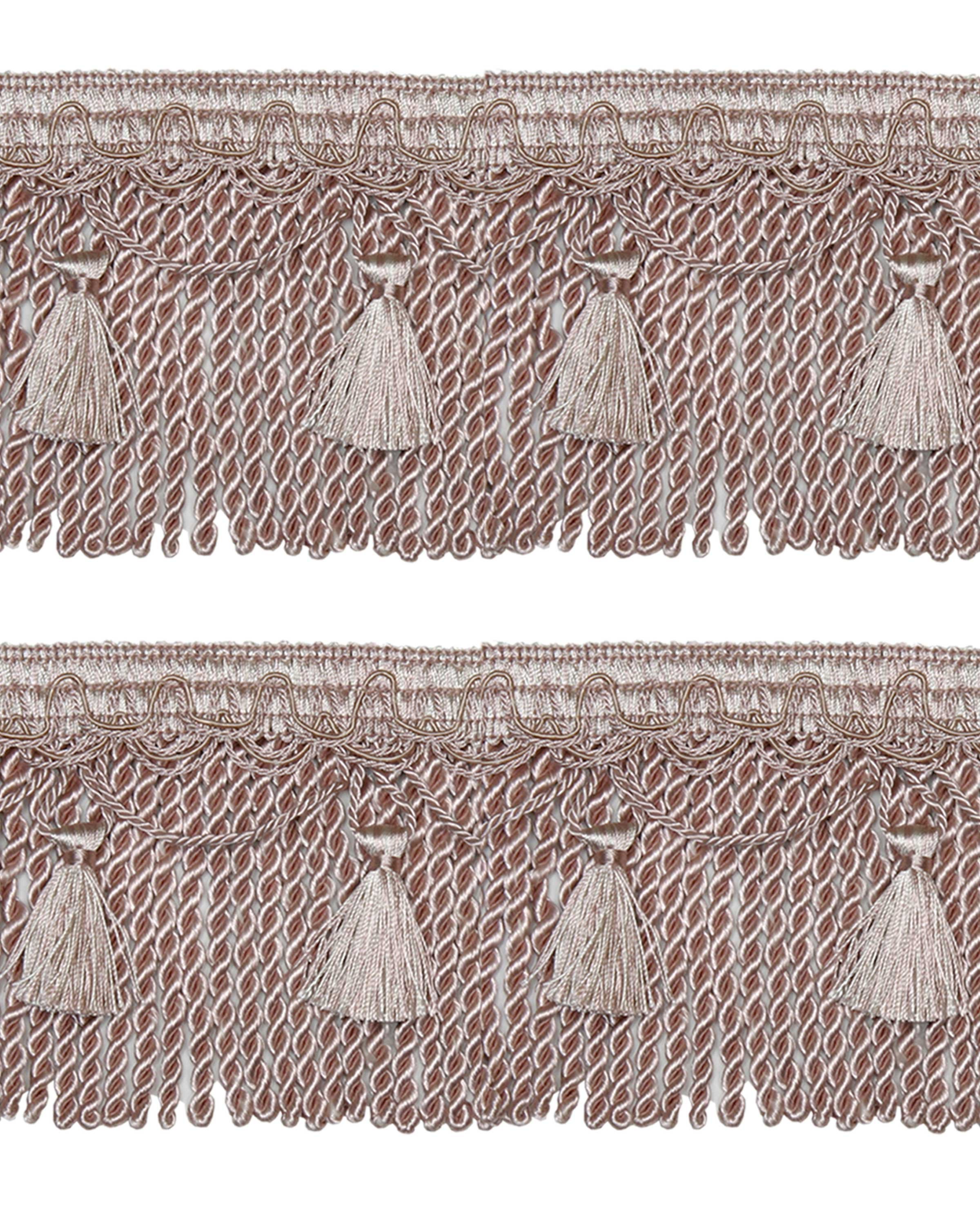 Bullion Cord Fringe on Braid with Scalloped Tassel - Pale Pink 105mm Price is for 5 metres