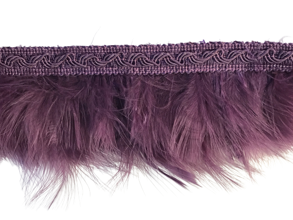 Fringe Feathers with Braid - Dark Purple 80mm Price is per 10 metres