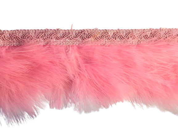 Fringe Feathers with Braid - Pink 80mm Price is per 10 metres