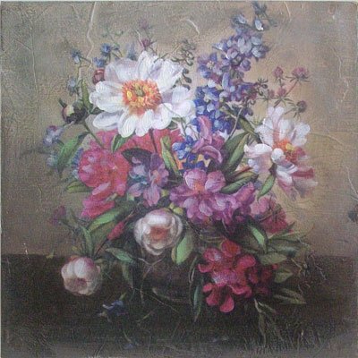 Hand finished wall art  36cm x 36cm - Vase of flowers