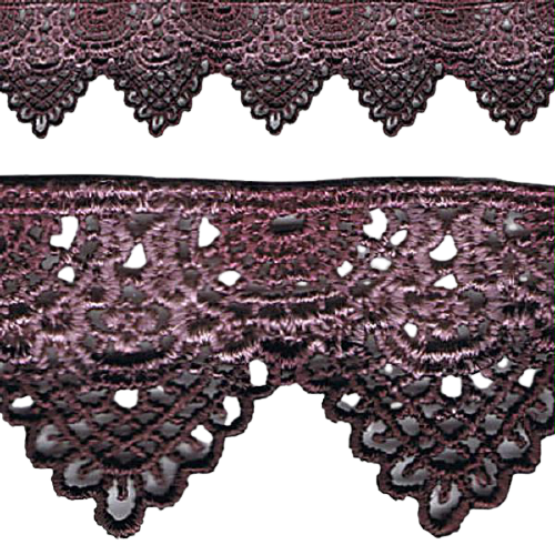 Scalloped Lace (Hand Dyed) - Dark Purple 25mm Price is for 5 metres