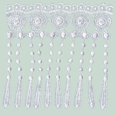 Ornate Fringe Lace (Dye yourself) - White 125mm Price is for 5 metres