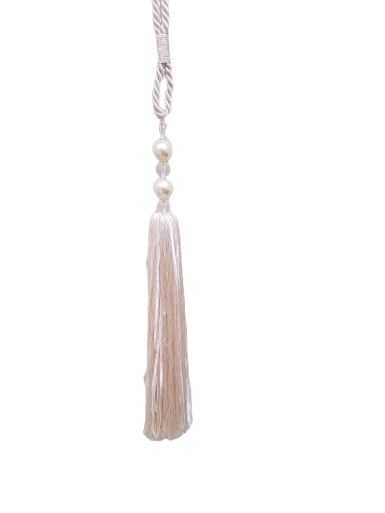 Pair 2 pieces Curtain Tie Backs - 40cm Tassel with Pearl Top - Pale Pink