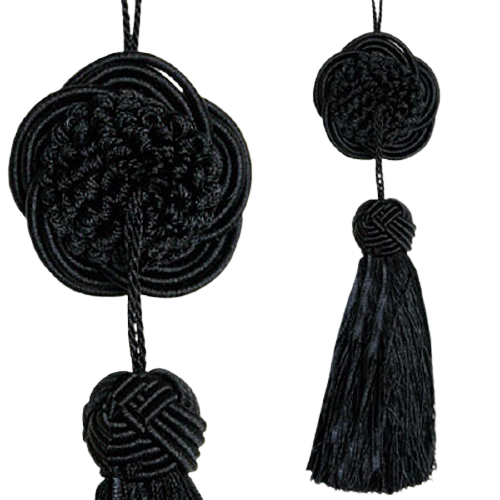 Tassel with Decorative Round Disk - Black 17cm Pack of 5