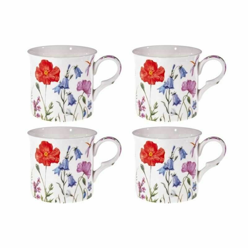 Spring Flowers Design Set of 4 mugs NEW Heritage Brand 300ml 10.5 oz ea
